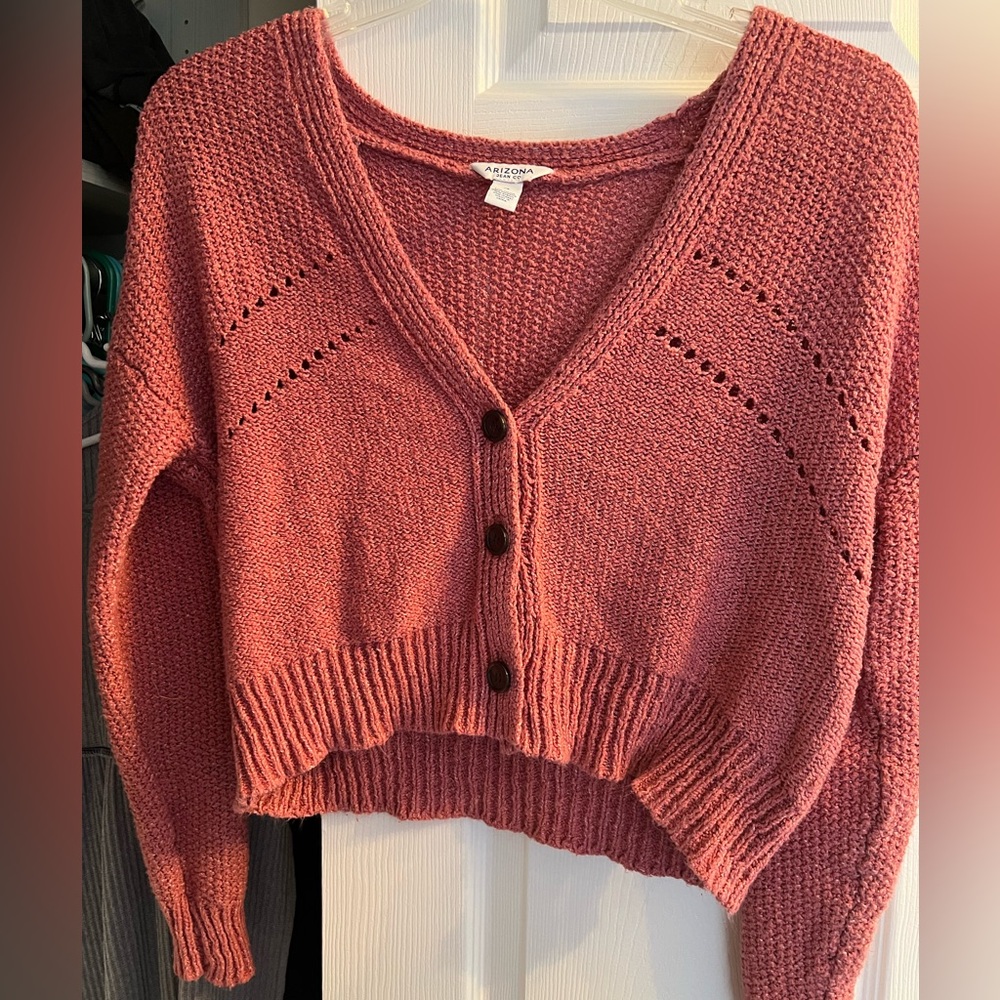 Pink crop cardigan sweater Arizona Jean Co